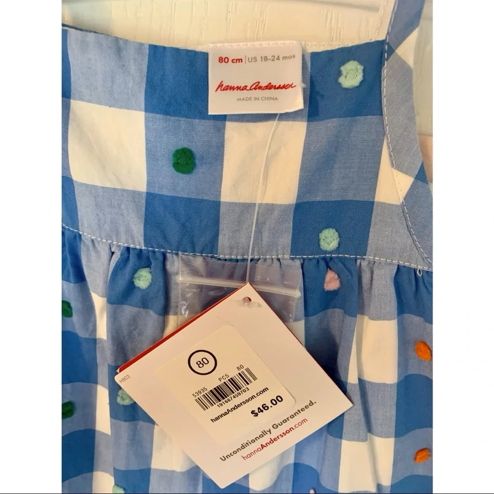 NWT Hanna Andersson Spring Gingham Toddler Romper - Picture 2 of 2
